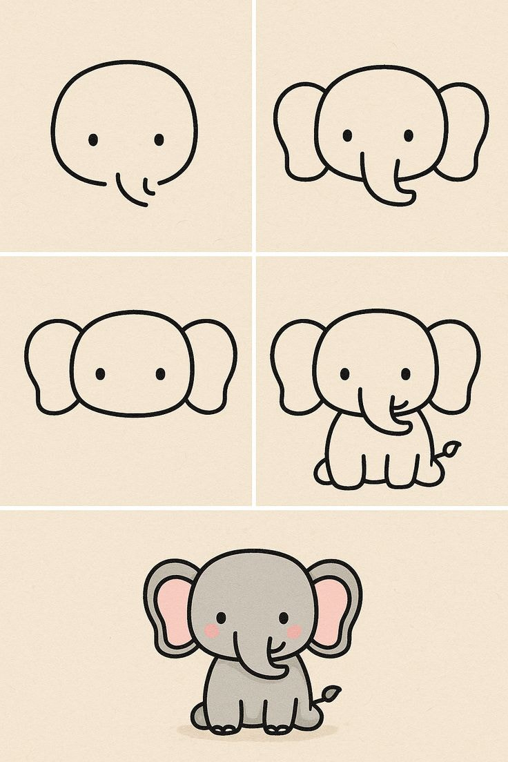 Hướng Dẫn Vẽ Sticker Cute Hình Con Voi