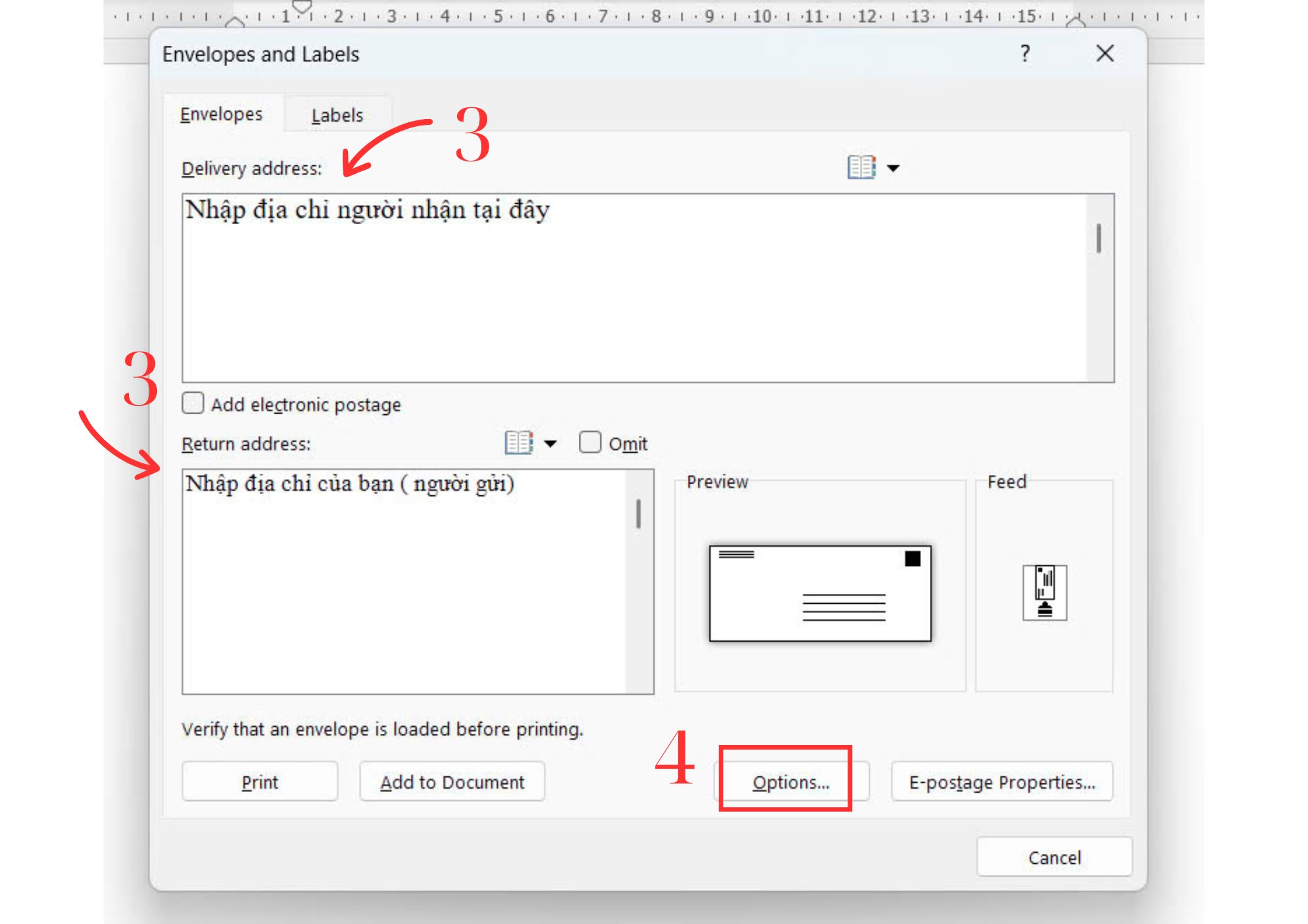 Cách Làm Phong Bì Thư Trong Word 2010
