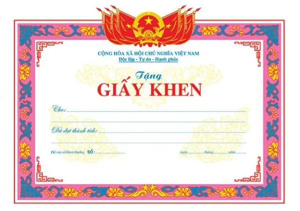 Mẫu Giấy Khen