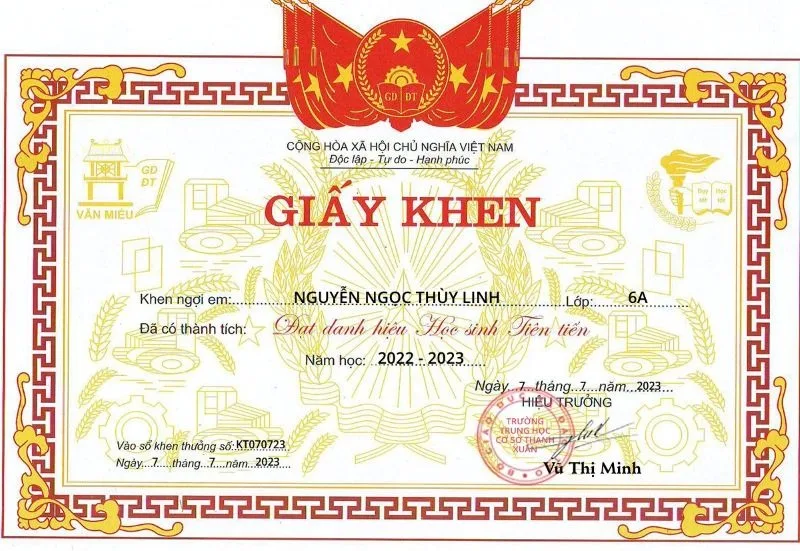 Mẫu Bằng Khen