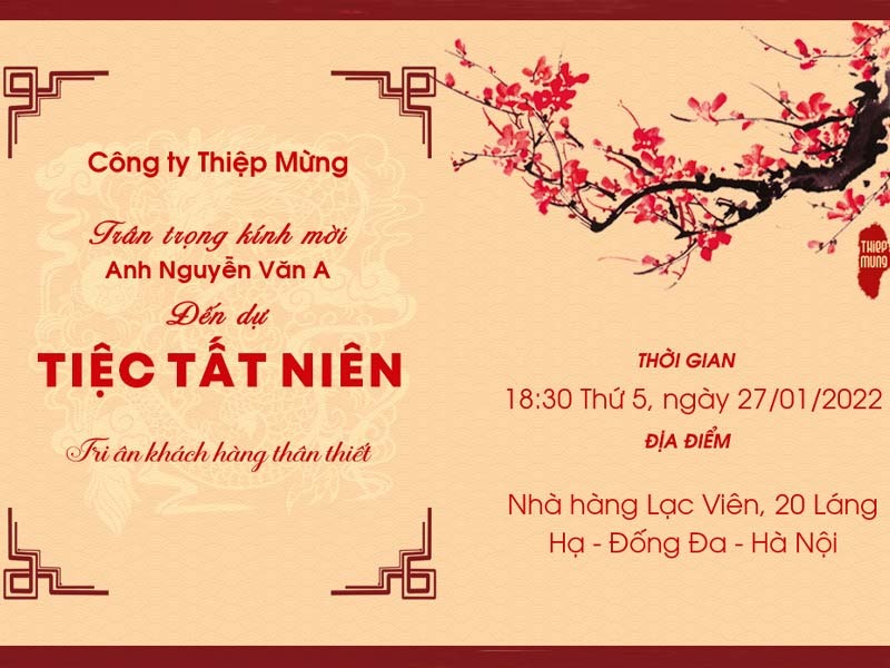 Mẫu Thiệp Mời Tất Niên