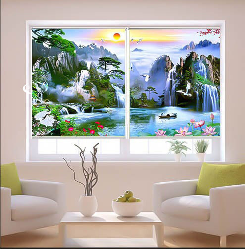 Top 25+ Mẫu Rèm Cuốn Tranh Thủy Mặc Đẹp Cho Phòng Khách | In Đồng Lợi | 1