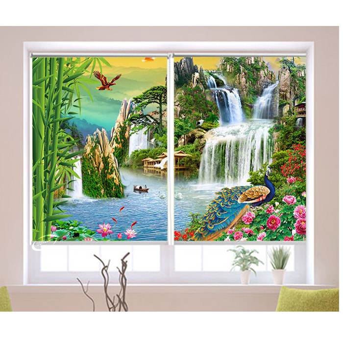 Top 25+ Mẫu Rèm Cuốn Tranh Thủy Mặc Đẹp Cho Phòng Khách | In Đồng Lợi | 7