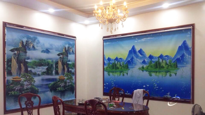 Top 25+ Mẫu Rèm Cuốn Tranh Thủy Mặc Đẹp Cho Phòng Khách | In Đồng Lợi | 15