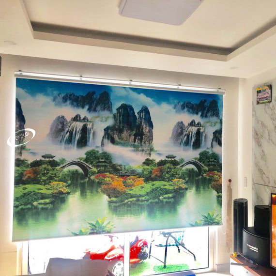 Top 25+ Mẫu Rèm Cuốn Tranh Thủy Mặc Đẹp Cho Phòng Khách | In Đồng Lợi | 12