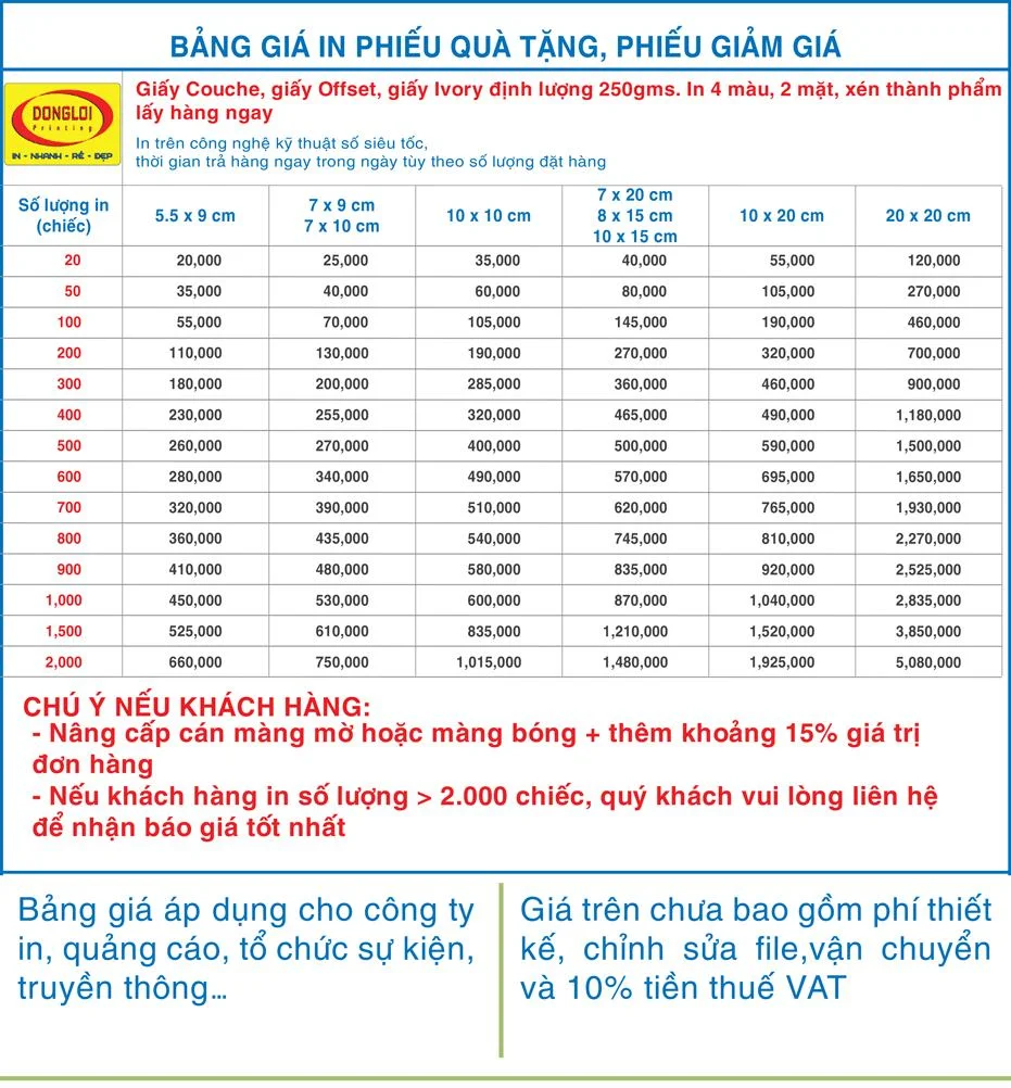 Bảng Báo Giá In Nhanh Voucher