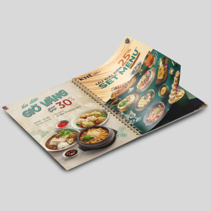 In menu nhà hàng đẹp giá rẻ Hà Nội: Menu nhựa, bìa cứng, da