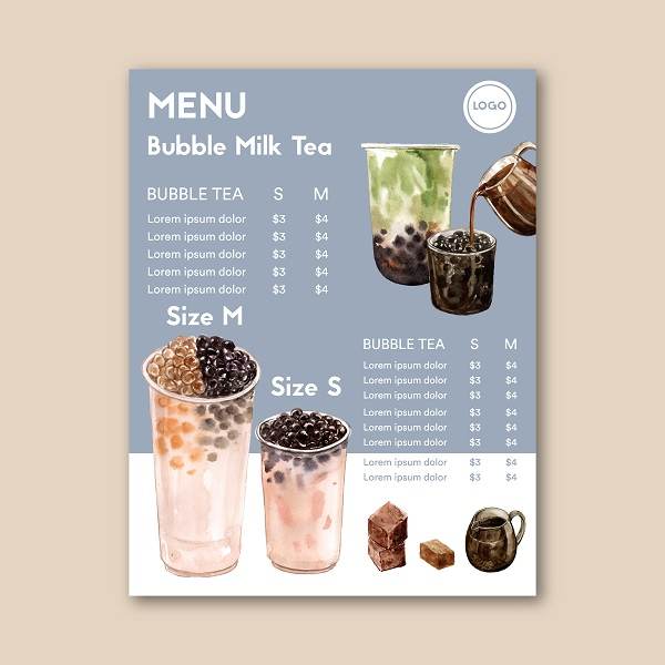 In Menu Trà Sữa